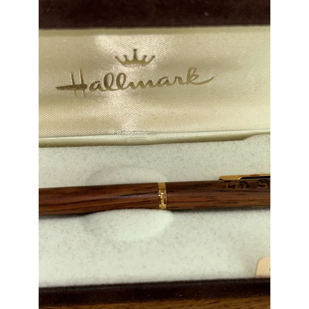 Vtg Rosewood Pen La Salle Engraved Hallmark